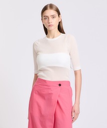 ESTNATION / コットンナイロンシアーハーフスリーブニット