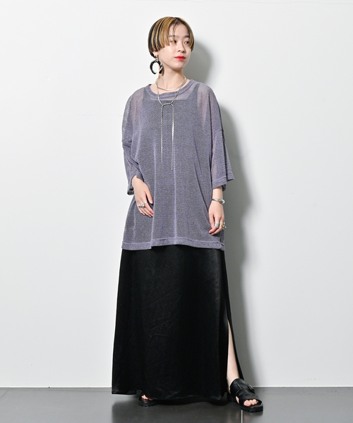 CITYSHOP（シティーショップ）の「RUSSELL NET Tシャツ（Tシャツ/カットソー・レディース・ブラック/サックスブルー・FREE）」の21枚目の写真