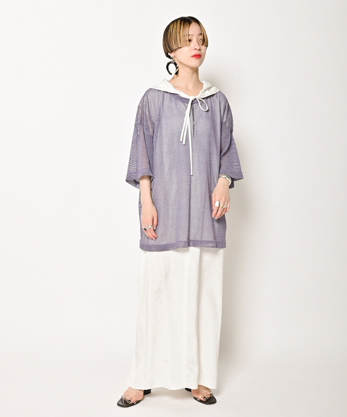 CITYSHOP（シティーショップ）の「RUSSELL NET Tシャツ（Tシャツ/カットソー・レディース・ブラック/サックスブルー・FREE）」の19枚目の写真