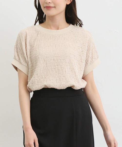 Honeys（ハニーズ）の「フレンチスリーブトップス（Tシャツ/カットソー・レディース・ベージュ/ブルー系その他/アイボリー/ブラウン/ブラック・M/L/S）」の4枚目の写真