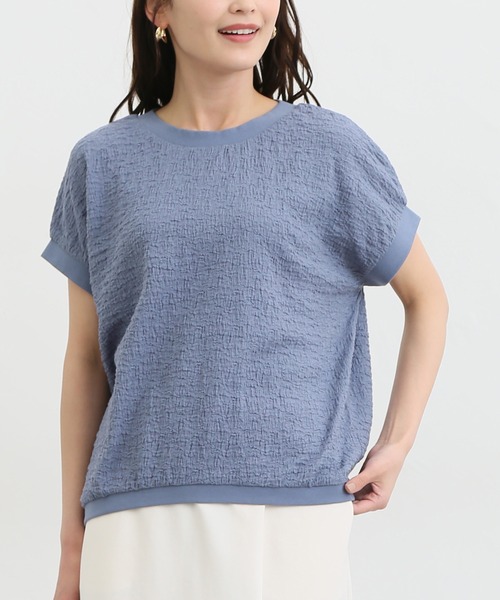 Honeys（ハニーズ）の「フレンチスリーブトップス（Tシャツ/カットソー・レディース・ベージュ/ブルー系その他/アイボリー/ブラウン/ブラック・M/L/S）」の5枚目の写真