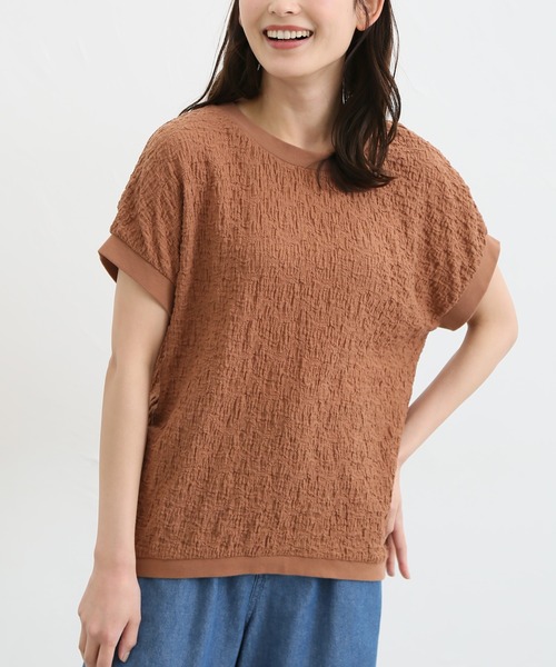 Honeys（ハニーズ）の「フレンチスリーブトップス（Tシャツ/カットソー・レディース・ベージュ/ブルー系その他/アイボリー/ブラウン/ブラック・M/L/S）」の3枚目の写真