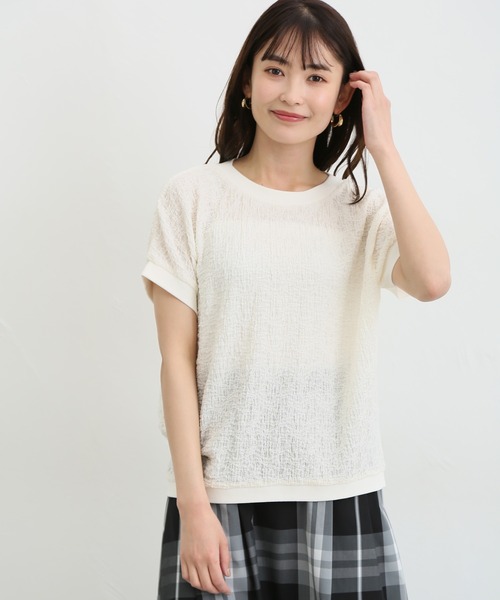 Honeys（ハニーズ）の「フレンチスリーブトップス（Tシャツ/カットソー・レディース・ベージュ/ブルー系その他/アイボリー/ブラウン/ブラック・M/L/S）」の8枚目の写真