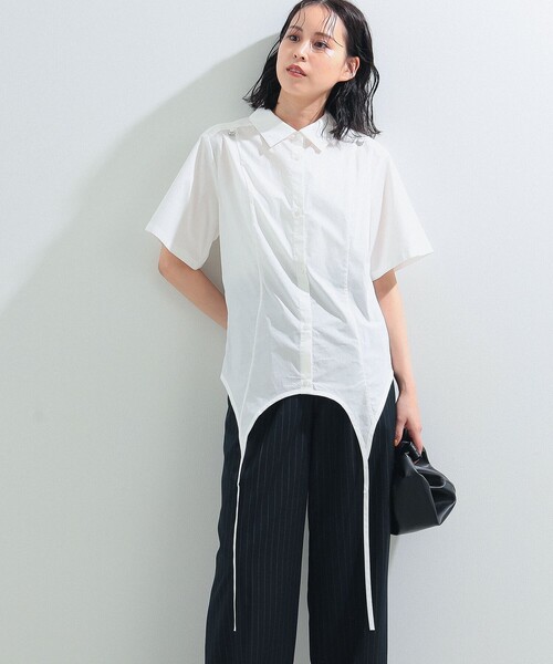 Ray BEAMS（レイビームス）の「Ray BEAMS / ターン バックストラップ シャツ（シャツ/ブラウス・レディース・ホワイト/ライトブルー・ONE SIZE）」の4枚目の写真