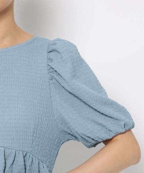 mysty woman(ミスティウーマン)の「ペプラムパフスリーブチュニック 964518(Tシャツ/カットソー・レディース・ブラック/サックスブルー/オフホワイト・FREE)」の15枚目の写真