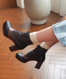 厚底ヒールレースアップブーツ　3710373