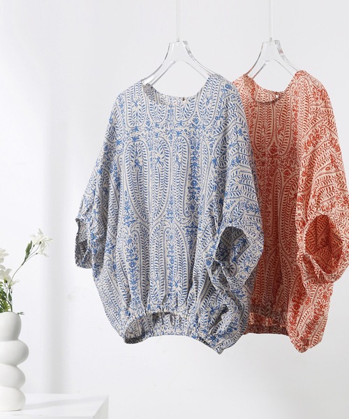 LOPASS（ロパス）の「バックオープンボリューム感シャツブラウス（シャツ/ブラウス・レディース・ブルー/レッド・M/L）」の12枚目の写真