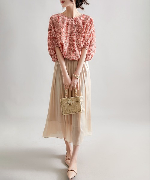 LOPASS（ロパス）の「バックオープンボリューム感シャツブラウス（シャツ/ブラウス・レディース・ブルー/レッド・M/L）」の5枚目の写真