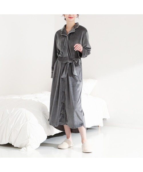 新品 奥ゆかしく ストレッチベロア ロングナイティ