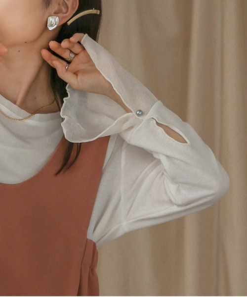 Bab(バブ)の「シアースリーブレイヤードトップス(Tシャツ/カットソー・レディース・サックスブルー/オフホワイト/ホワイト系その他/ピンク・FREE)」の5枚目の写真