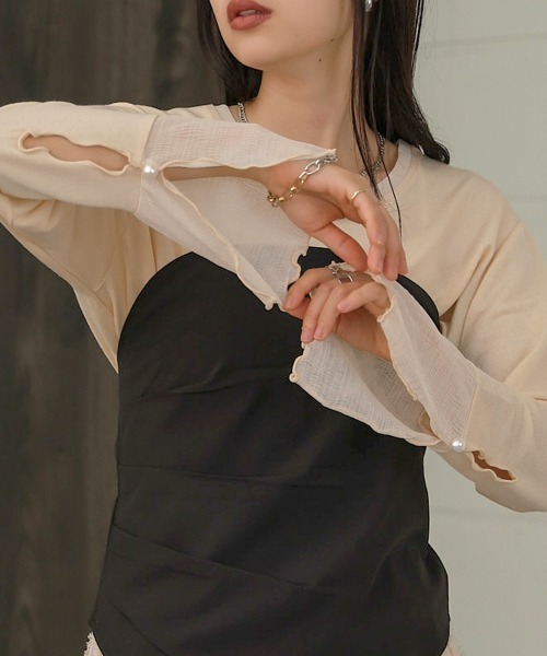 Bab(バブ)の「シアースリーブレイヤードトップス(Tシャツ/カットソー・レディース・サックスブルー/オフホワイト/ホワイト系その他/ピンク・FREE)」の21枚目の写真