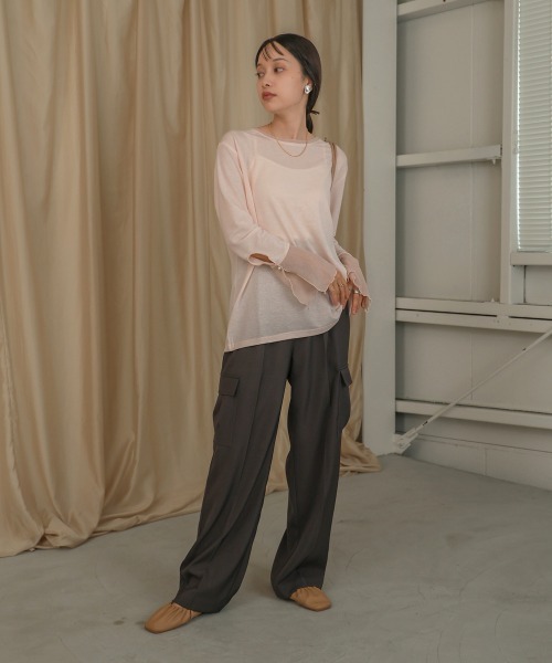 Bab(バブ)の「シアースリーブレイヤードトップス(Tシャツ/カットソー・レディース・サックスブルー/オフホワイト/ホワイト系その他/ピンク・FREE)」の7枚目の写真