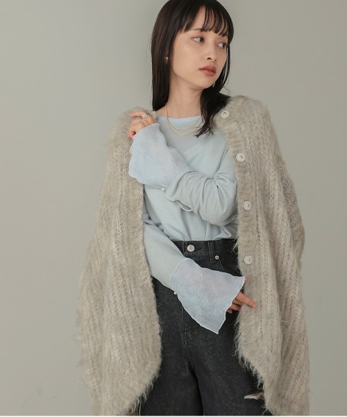 Bab(バブ)の「シアースリーブレイヤードトップス(Tシャツ/カットソー・レディース・サックスブルー/オフホワイト/ホワイト系その他/ピンク・FREE)」の8枚目の写真