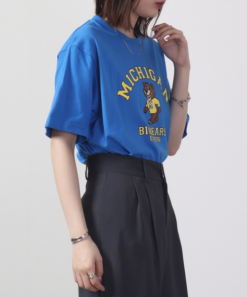 MODISH GAZE(モディシュガゼ)の「MODISH GAZE MICHIGANクマプリントTシャツ 半袖(Tシャツ/カットソー・メンズ・ブルー/ホワイト/チャコール・M/L/XL)」の15枚目の写真