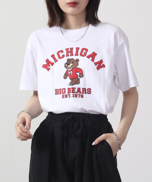 MODISH GAZE(モディシュガゼ)の「MODISH GAZE MICHIGANクマプリントTシャツ 半袖(Tシャツ/カットソー・メンズ・ブルー/ホワイト/チャコール・M/L/XL)」の22枚目の写真