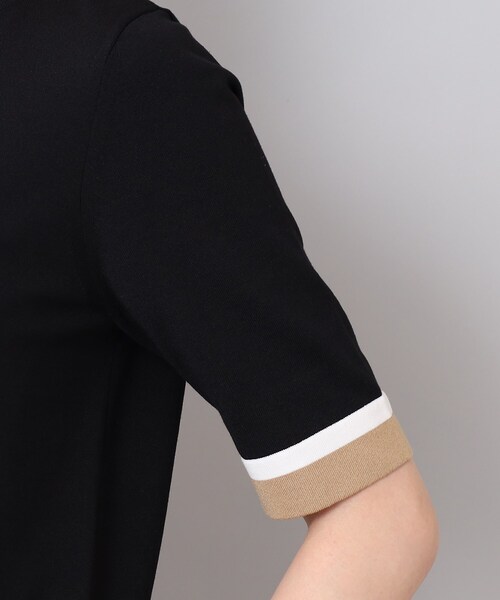 UNTITLED(アンタイトル)の「◆【今すぐ活躍!/アンサンブル可能/洗える】コットン混 配色5分袖ニット(ニット/セーター・レディース・ベージュ系4/ブラック系4/パープル系その他・48/01/03/02/44/04/00)」の22枚目の写真