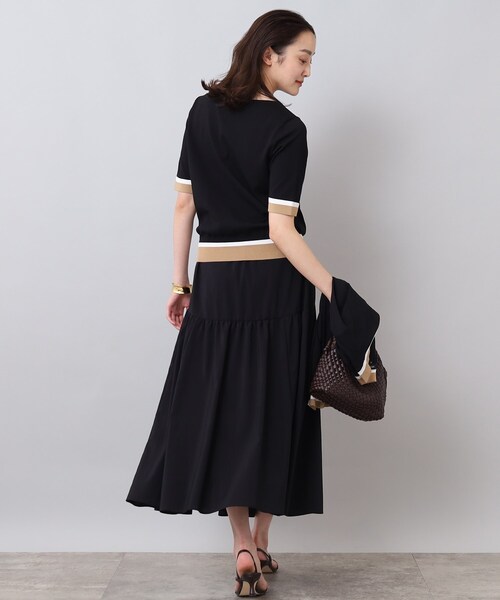 UNTITLED(アンタイトル)の「◆【今すぐ活躍!/アンサンブル可能/洗える】コットン混 配色5分袖ニット(ニット/セーター・レディース・ベージュ系4/ブラック系4/パープル系その他・48/01/03/02/44/04/00)」の15枚目の写真