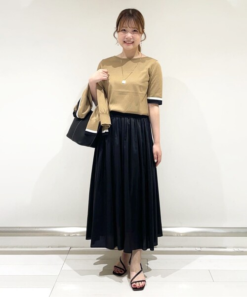 UNTITLED(アンタイトル)の「◆【今すぐ活躍!/アンサンブル可能/洗える】コットン混 配色5分袖ニット(ニット/セーター・レディース・ベージュ系4/ブラック系4/パープル系その他・48/01/03/02/44/04/00)」の8枚目の写真