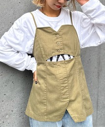 デニムミリタリーカットアウトビスチェ