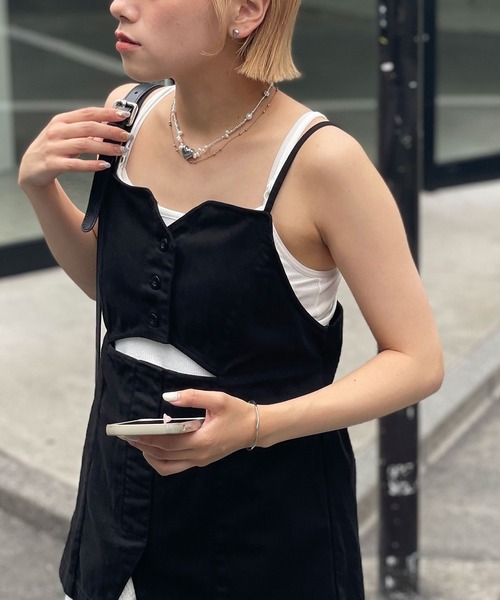 CIAOPANIC（チャオパニック）の「デニムミリタリーカットアウトビスチェ（キャミソール・レディース・ブラック/カーキ/ブルー・FREE）」の10枚目の写真