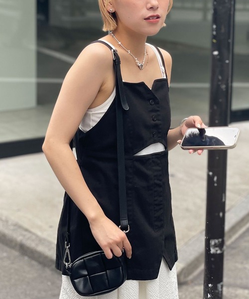 CIAOPANIC（チャオパニック）の「デニムミリタリーカットアウトビスチェ（キャミソール・レディース・ブラック/カーキ/ブルー・FREE）」の8枚目の写真
