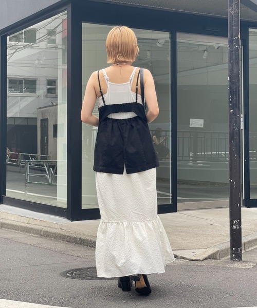 CIAOPANIC（チャオパニック）の「デニムミリタリーカットアウトビスチェ（キャミソール・レディース・ブラック/カーキ/ブルー・FREE）」の6枚目の写真