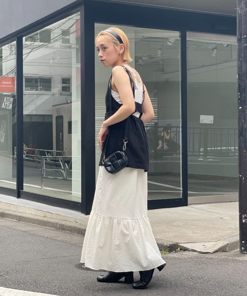 CIAOPANIC（チャオパニック）の「デニムミリタリーカットアウトビスチェ（キャミソール・レディース・ブラック/カーキ/ブルー・FREE）」の5枚目の写真