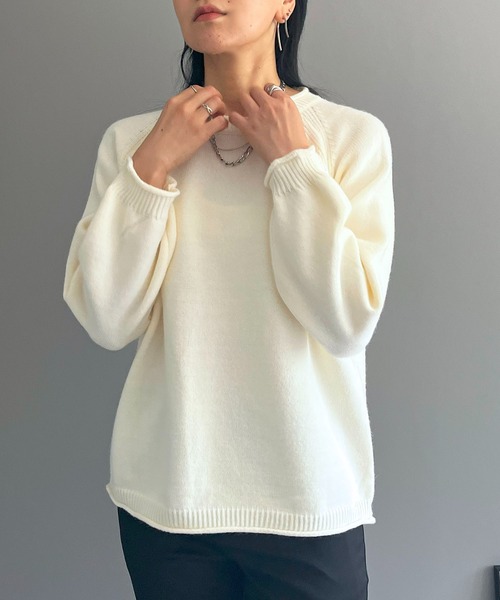 Jewelobe(ジュエローブ)の「エッジカールボリュームオーバーニット(ニット/セーター・レディース・ピンク/グリーン/レッド/ホワイト・FREE)」の5枚目の写真