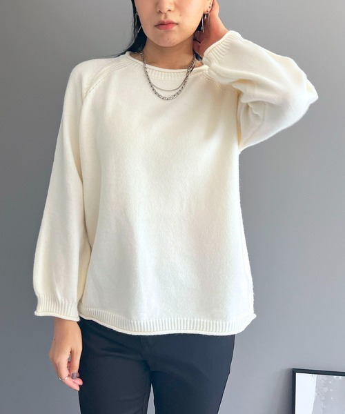 Jewelobe(ジュエローブ)の「エッジカールボリュームオーバーニット(ニット/セーター・レディース・ピンク/グリーン/レッド/ホワイト・FREE)」の6枚目の写真