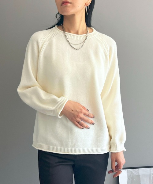 Jewelobe(ジュエローブ)の「エッジカールボリュームオーバーニット(ニット/セーター・レディース・ピンク/グリーン/レッド/ホワイト・FREE)」の7枚目の写真