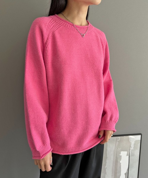 Jewelobe(ジュエローブ)の「エッジカールボリュームオーバーニット(ニット/セーター・レディース・ピンク/グリーン/レッド/ホワイト・FREE)」の14枚目の写真