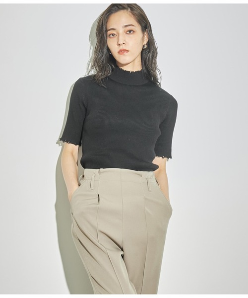 ANAP(アナップ)の「ダメージデザインリブニットトップス ハイネック 5分袖(ニット/セーター・レディース・ネイビー/グレー/テラコッタ/ブラック/アイボリー・FREE)」の15枚目の写真