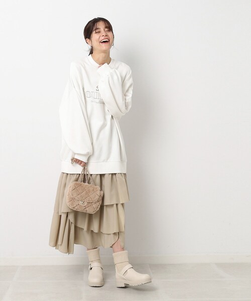 Cutie Blonde（キューティーブロンド）の「◆コーデの主役 ランダムティアード スカート（スカート・レディース・ライトベージュ/ブラック・00）」の3枚目の写真