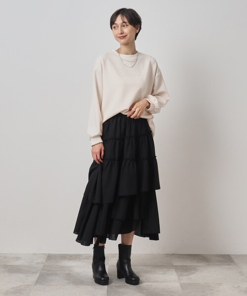 Cutie Blonde（キューティーブロンド）の「◆コーデの主役 ランダムティアード スカート（スカート・レディース・ライトベージュ/ブラック・00）」の6枚目の写真