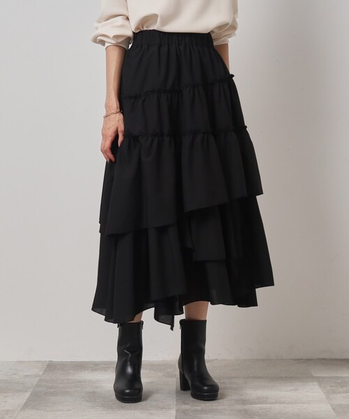 Cutie Blonde（キューティーブロンド）の「◆コーデの主役 ランダムティアード スカート（スカート・レディース・ライトベージュ/ブラック・00）」の9枚目の写真