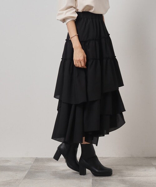 Cutie Blonde（キューティーブロンド）の「◆コーデの主役 ランダムティアード スカート（スカート・レディース・ライトベージュ/ブラック・00）」の10枚目の写真