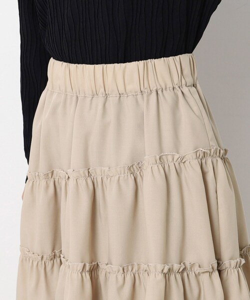 Cutie Blonde（キューティーブロンド）の「◆コーデの主役 ランダムティアード スカート（スカート・レディース・ライトベージュ/ブラック・00）」の14枚目の写真
