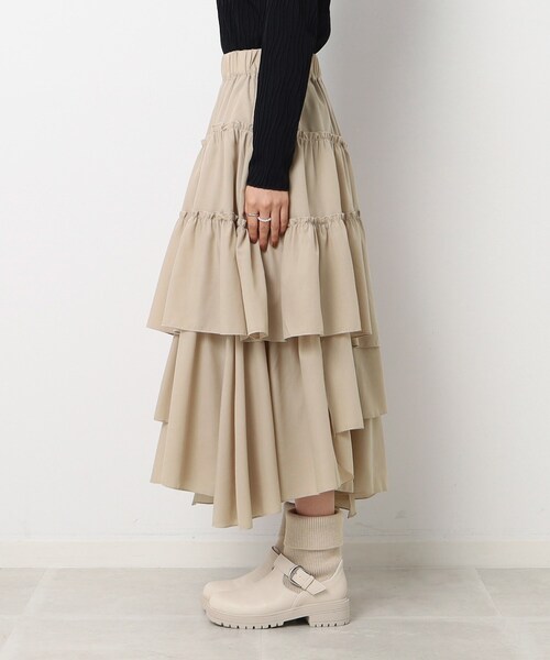 Cutie Blonde（キューティーブロンド）の「◆コーデの主役 ランダムティアード スカート（スカート・レディース・ライトベージュ/ブラック・00）」の16枚目の写真