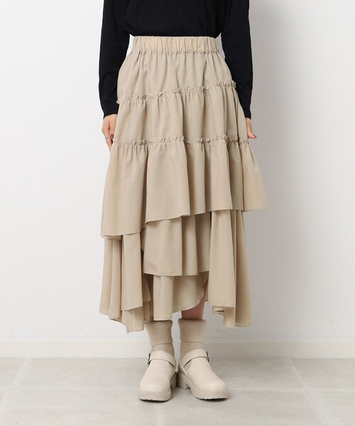 Cutie Blonde（キューティーブロンド）の「◆コーデの主役 ランダムティアード スカート（スカート・レディース・ライトベージュ/ブラック・00）」の17枚目の写真