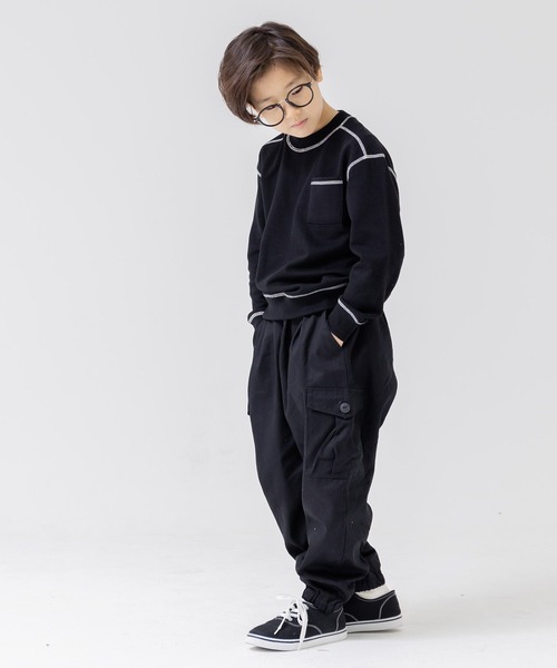 chil2（チルツー）の「コットン100％ ワイドカーゴパンツ（カーゴパンツ・キッズ・ホワイト/ブラック/ベージュ/カーキ・120cm/130cm/90cm/160cm/150cm/100cm/110cm/140cm）」の15枚目の写真