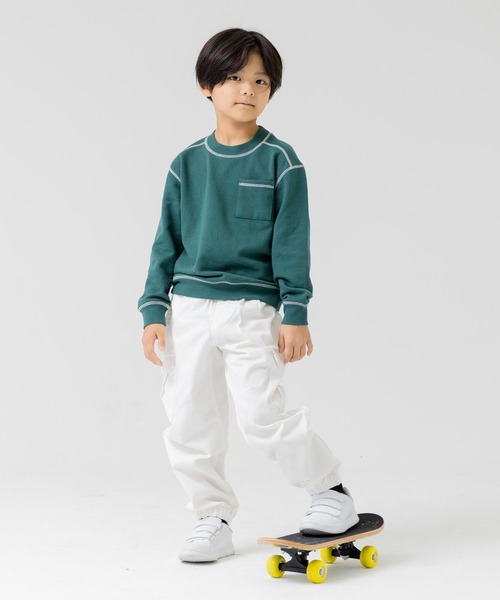 chil2（チルツー）の「コットン100％ ワイドカーゴパンツ（カーゴパンツ・キッズ・ホワイト/ブラック/ベージュ/カーキ・120cm/130cm/90cm/160cm/150cm/100cm/110cm/140cm）」の7枚目の写真