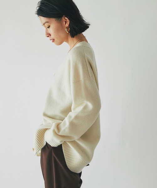 美品 RIVE DROITE ヤク100% カーディガン vネック ブラウン RIVE