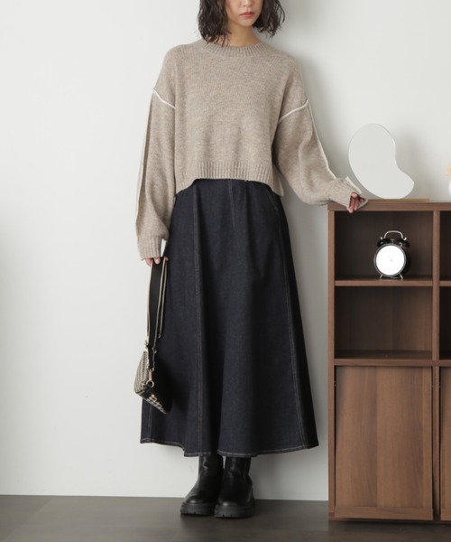 FREE'S MART(フリーズマート)の「ハイウエストサーキュラーデニムロングスカート(デニムスカート・レディース・ネイビー・マルチサイズ)」の7枚目の写真