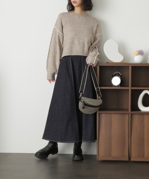 FREE'S MART(フリーズマート)の「ハイウエストサーキュラーデニムロングスカート(デニムスカート・レディース・ネイビー・マルチサイズ)」の9枚目の写真