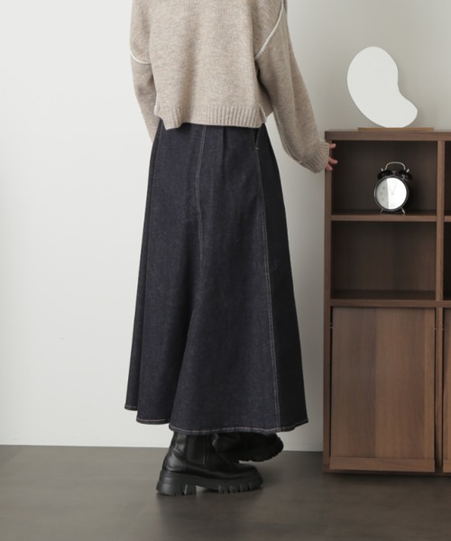 FREE'S MART(フリーズマート)の「ハイウエストサーキュラーデニムロングスカート(デニムスカート・レディース・ネイビー・マルチサイズ)」の5枚目の写真