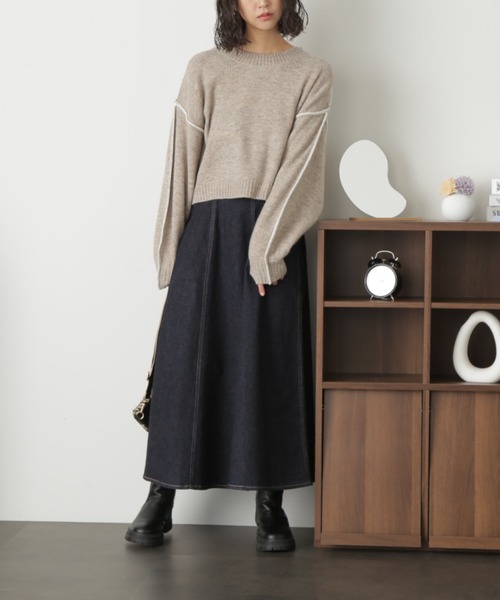 FREE'S MART(フリーズマート)の「ハイウエストサーキュラーデニムロングスカート(デニムスカート・レディース・ネイビー・マルチサイズ)」の16枚目の写真