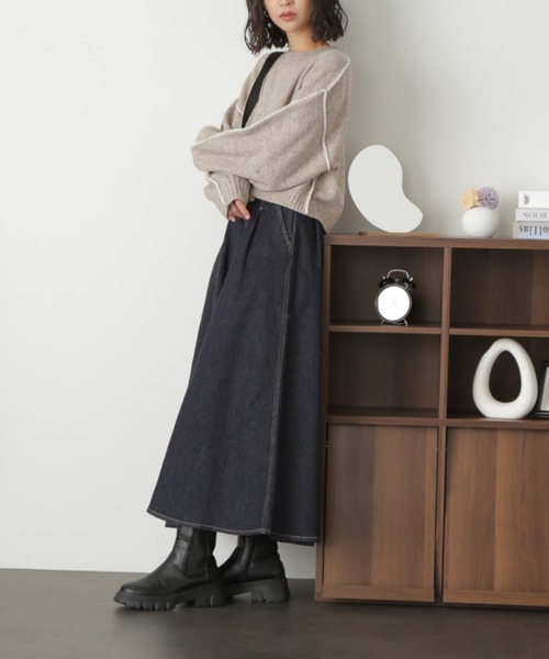 FREE'S MART(フリーズマート)の「ハイウエストサーキュラーデニムロングスカート(デニムスカート・レディース・ネイビー・マルチサイズ)」の20枚目の写真