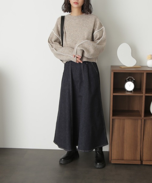 FREE'S MART(フリーズマート)の「ハイウエストサーキュラーデニムロングスカート(デニムスカート・レディース・ネイビー・マルチサイズ)」の21枚目の写真