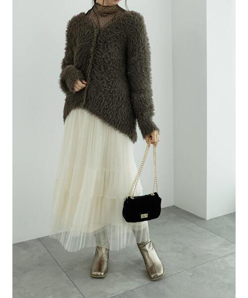 Te chichi（テチチ）の「シャギーミドルVネックカーディガン（カーディガン/ボレロ・レディース・チャコールグレー/ベージュ/グレー・F）」の6枚目の写真