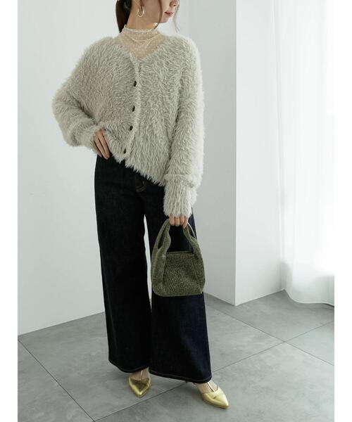 Te chichi（テチチ）の「シャギーミドルVネックカーディガン（カーディガン/ボレロ・レディース・チャコールグレー/ベージュ/グレー・F）」の7枚目の写真